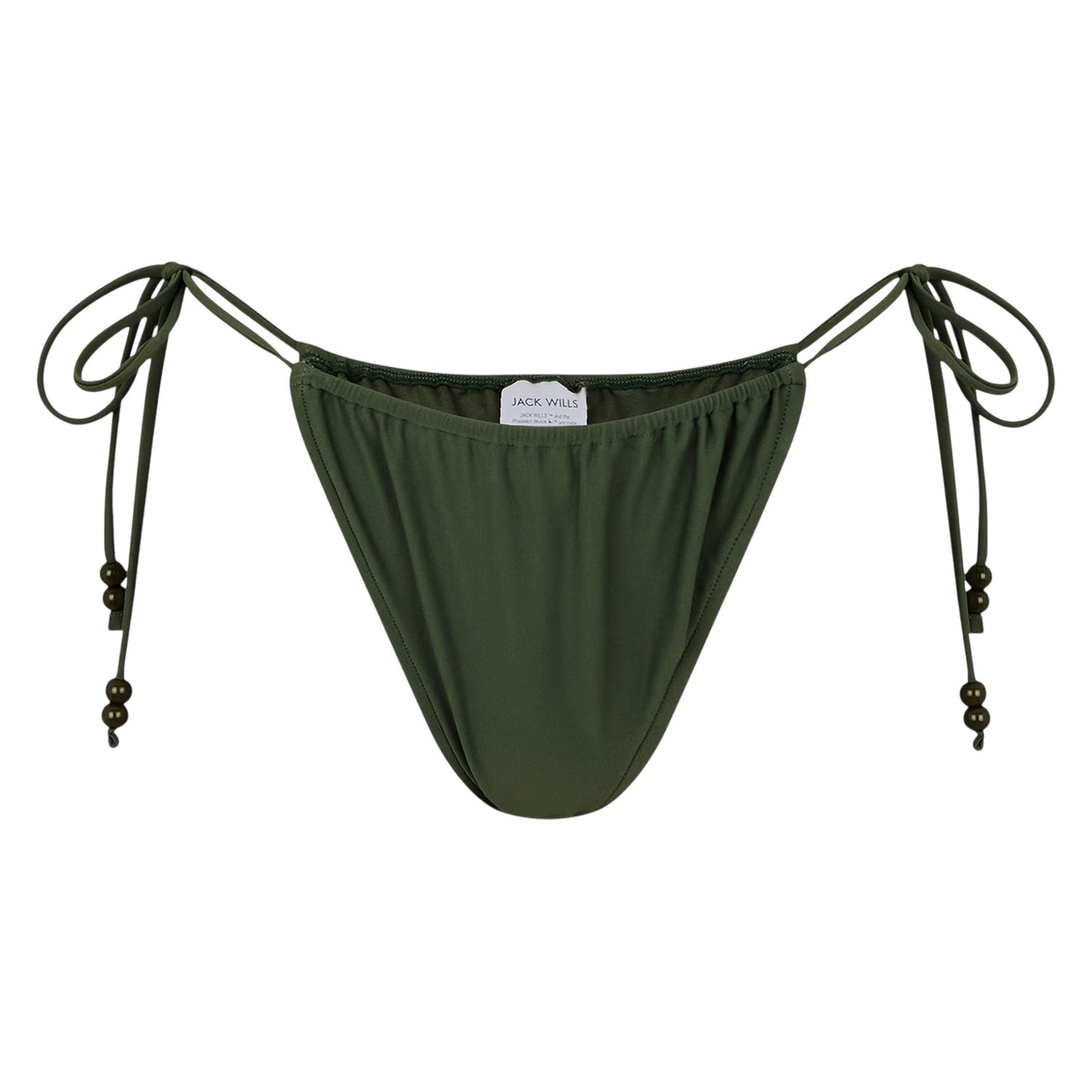 Khaki Green - Front - Jack Wills Womens-Ladies Beaded Bikini Bottoms