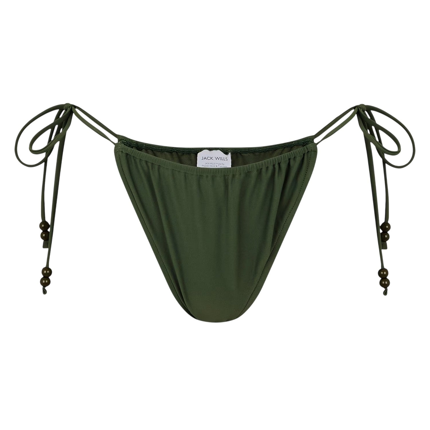 Khaki Green - Front - Jack Wills Womens-Ladies Beaded Bikini Bottoms