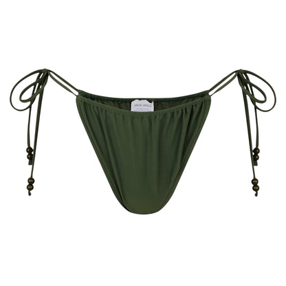 Khaki Green - Front - Jack Wills Womens-Ladies Beaded Bikini Bottoms