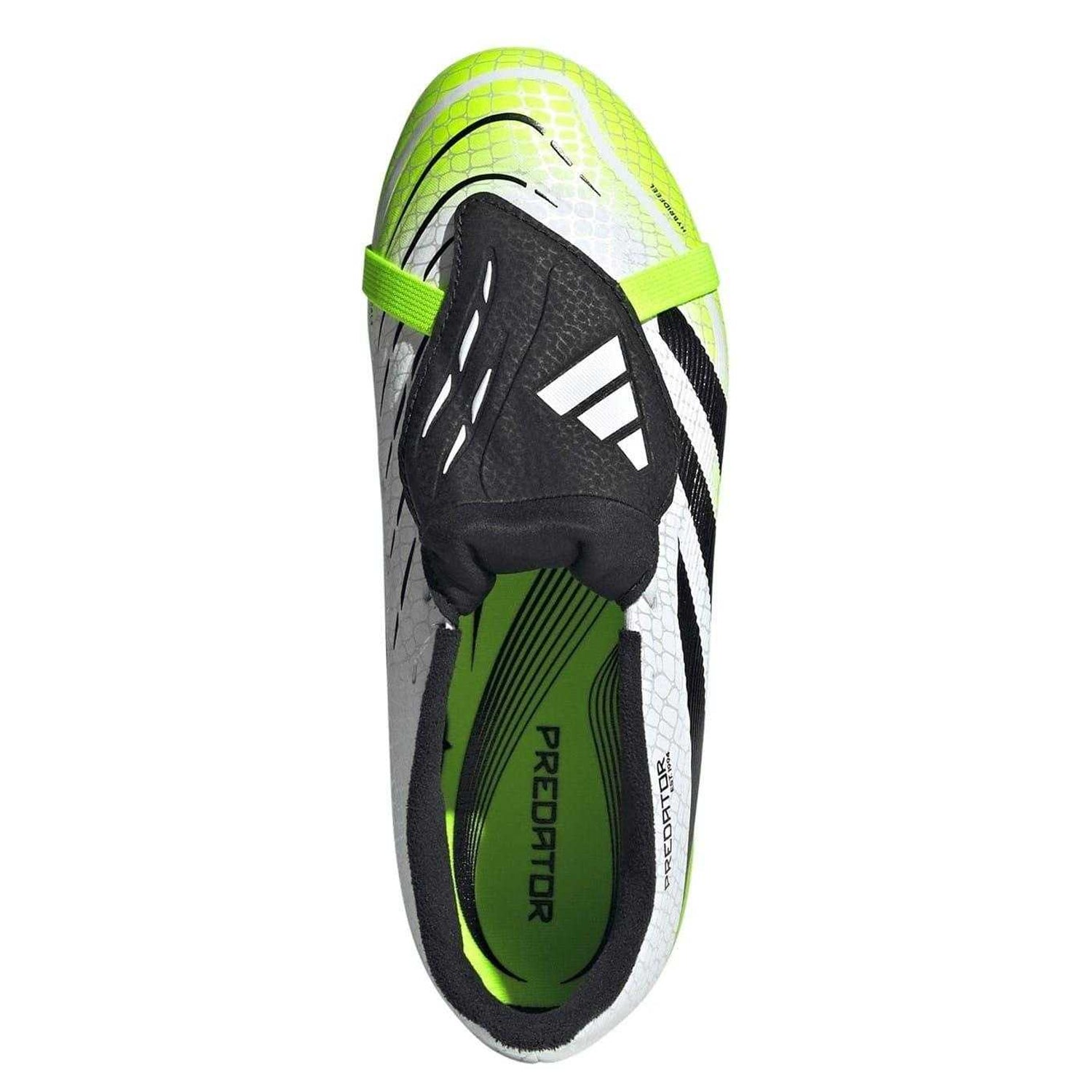 White-Black-Lemon - Lifestyle - Adidas Childrens-Kids Predator League Fold Over Firm Ground Football Boots