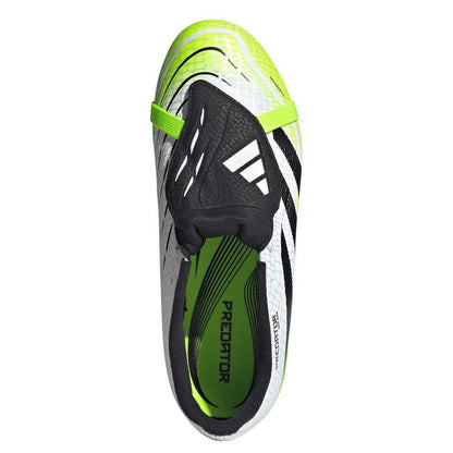 White-Black-Lemon - Lifestyle - Adidas Childrens-Kids Predator League Fold Over Firm Ground Football Boots