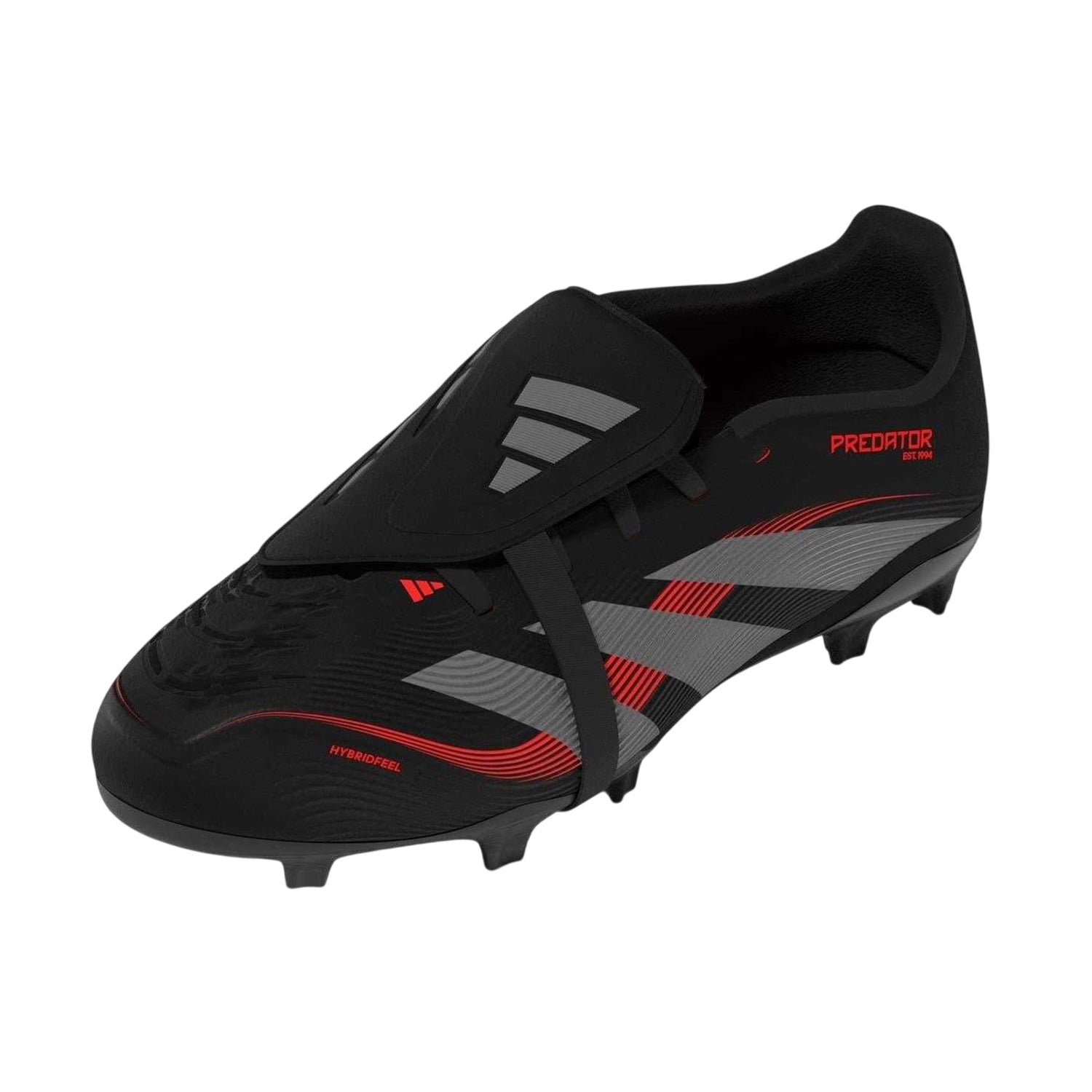 Black-Grey - Side - Adidas Childrens-Kids Predator League Fold Over Firm Ground Football Boots