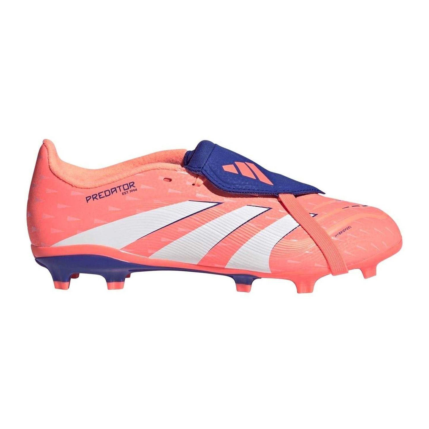 Orange-White - Front - Adidas Childrens-Kids Predator League Fold Over Firm Ground Football Boots