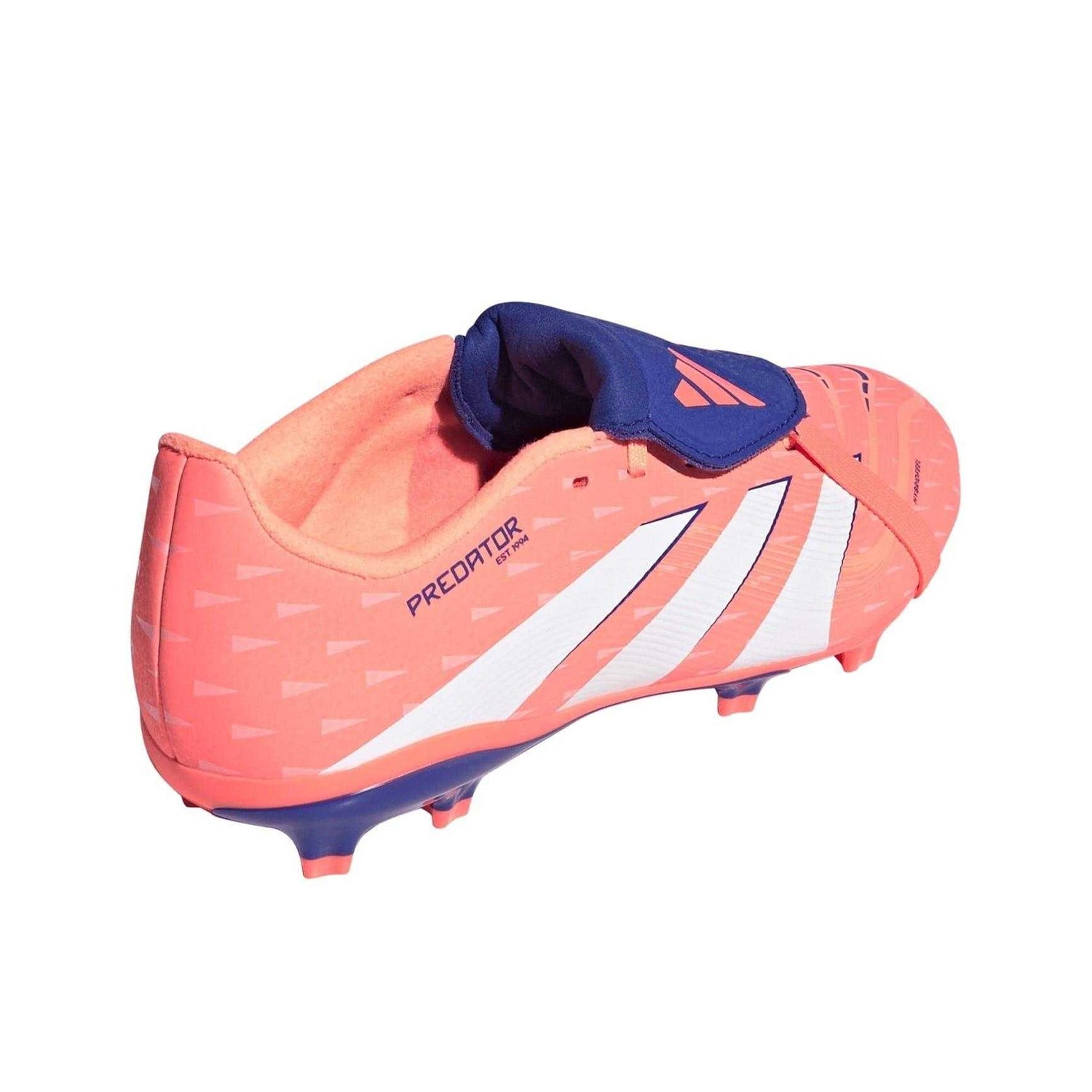 Orange-White - Back - Adidas Childrens-Kids Predator League Fold Over Firm Ground Football Boots