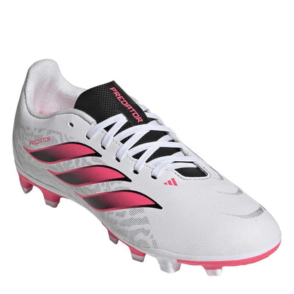 White-Coral - Side - Adidas Childrens-Kids Predator Club Firm Ground Football Boots