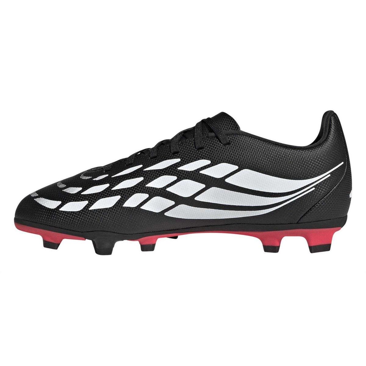 Black-Red - Side - Adidas Childrens-Kids Predator Club Firm Ground Football Boots