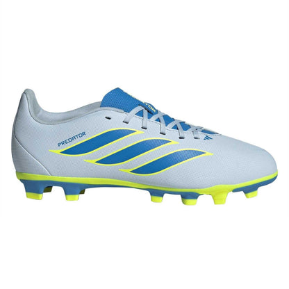 Blue-Yellow - Front - Adidas Childrens-Kids Predator Club Firm Ground Football Boots