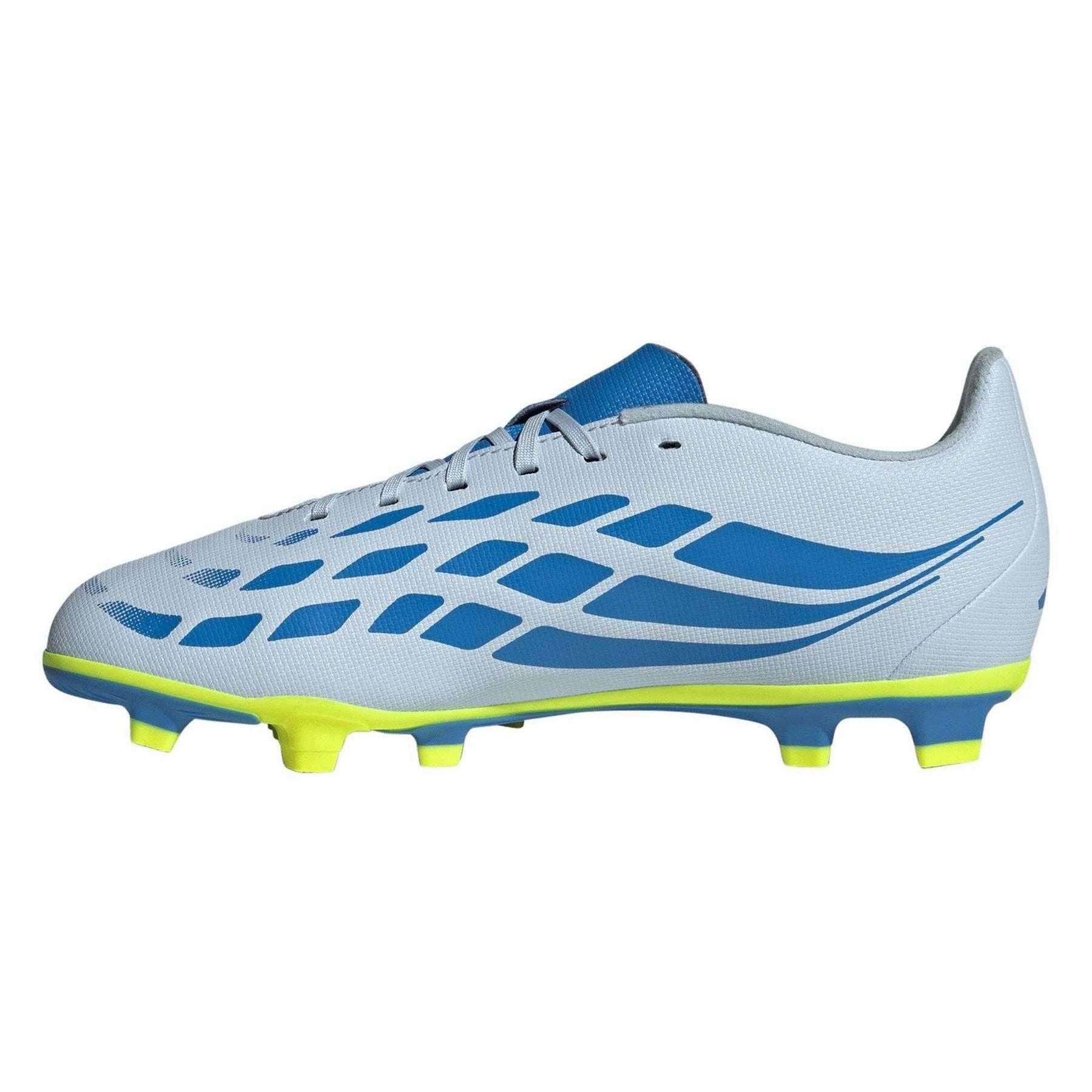 Blue-Yellow - Side - Adidas Childrens-Kids Predator Club Firm Ground Football Boots