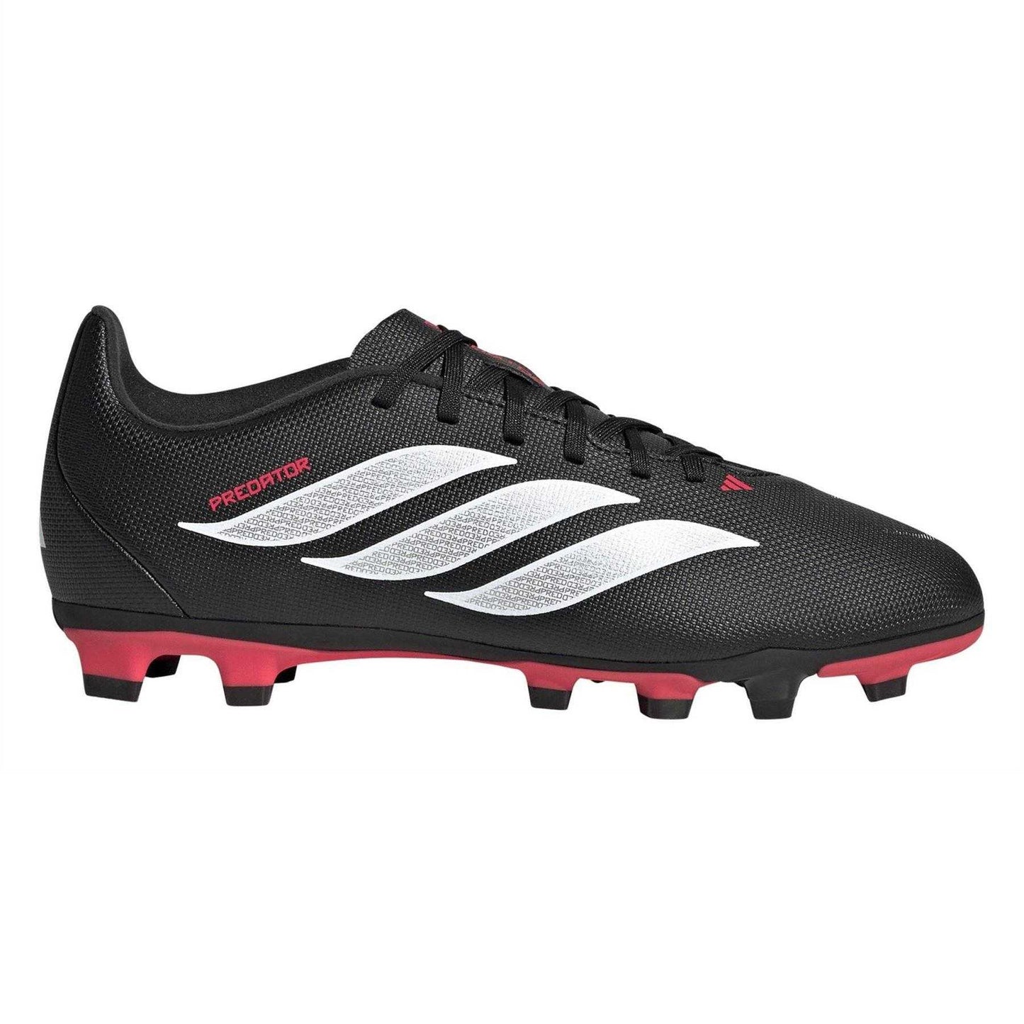 Black-Red - Front - Adidas Childrens-Kids Predator Club Firm Ground Football Boots