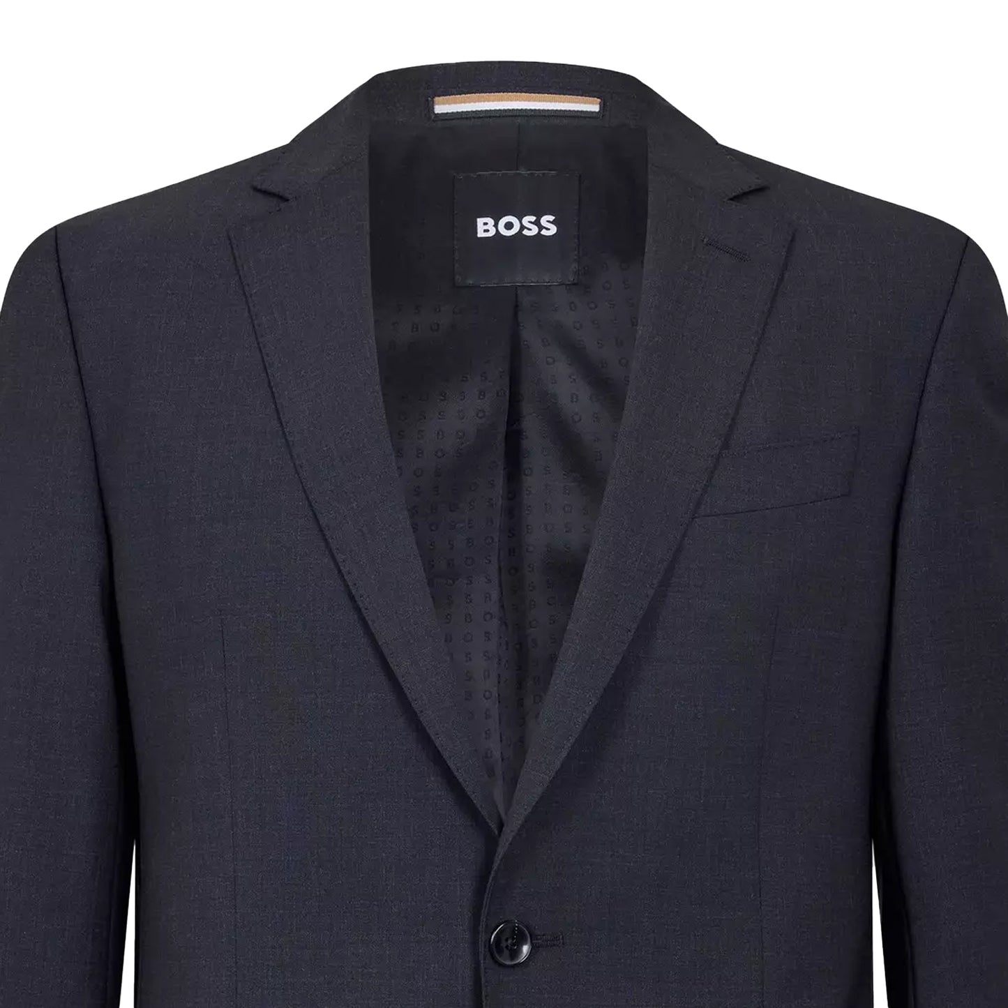 Dark Grey - Side - Boss Mens Lapel Single-Breasted Blazer