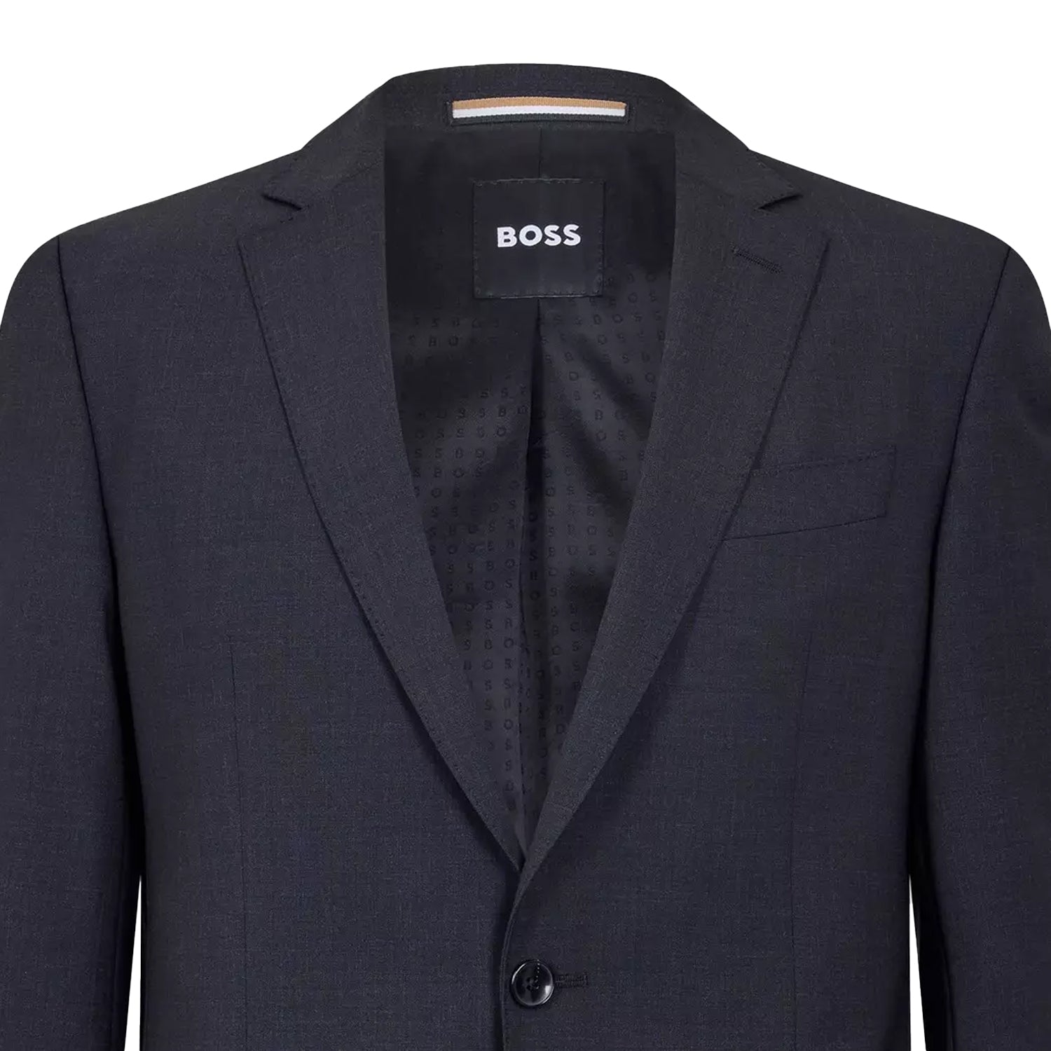 Dark Grey - Side - Boss Mens Lapel Single-Breasted Blazer