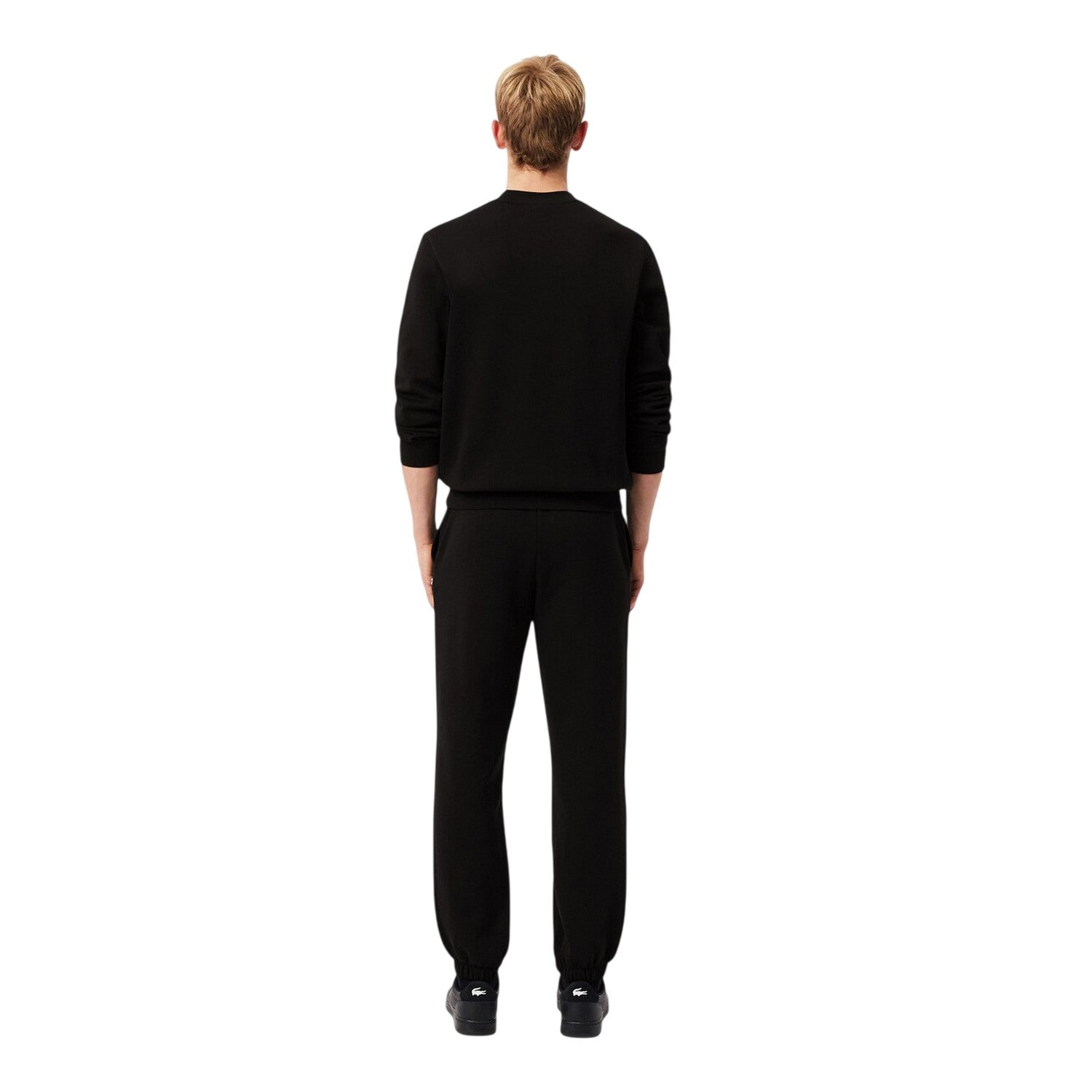 Black - Back - Lacoste Mens Fleece Regular Jogging Bottoms