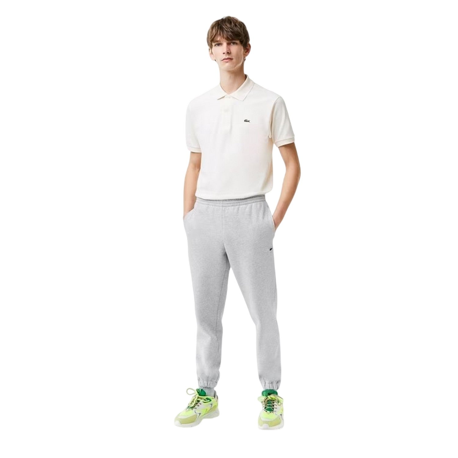 Light Grey - Side - Lacoste Mens Fleece Regular Jogging Bottoms
