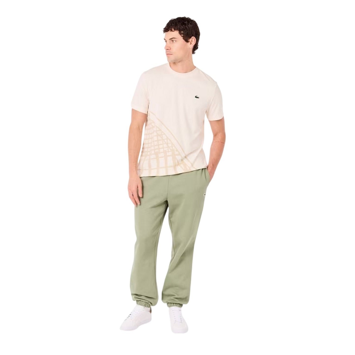Thyme Green - Side - Lacoste Mens Fleece Regular Jogging Bottoms