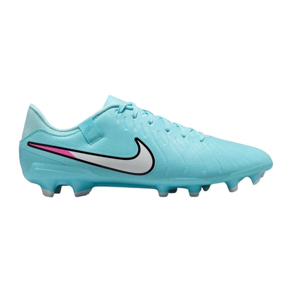 Blue-White - Front - Nike Unisex Adult Tiempo Legend 10 Leather Firm Ground Football Boots