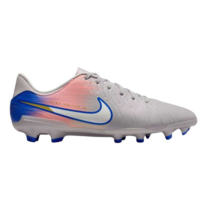 Grey-Blue - Front - Nike Unisex Adult Tiempo Legend 10 Leather Firm Ground Football Boots
