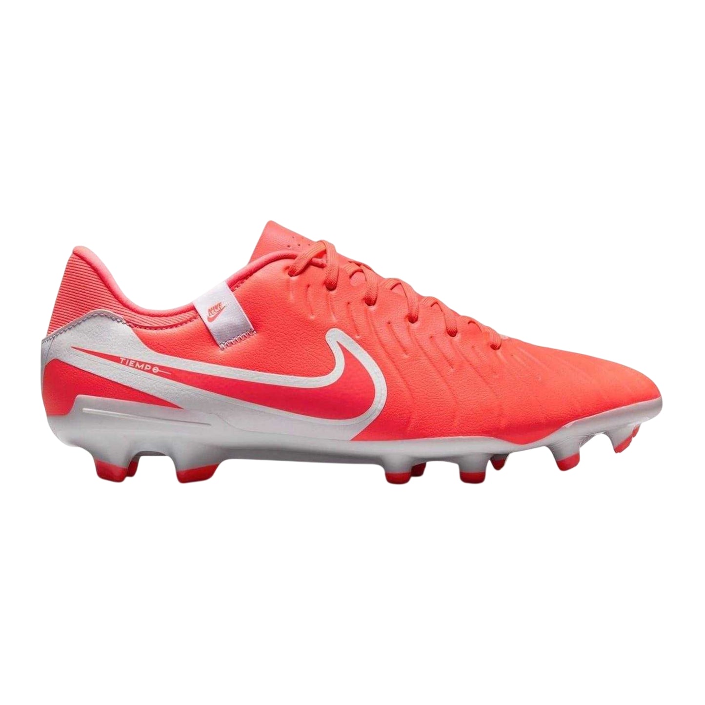 Red-White - Front - Nike Unisex Adult Tiempo Legend 10 Leather Firm Ground Football Boots