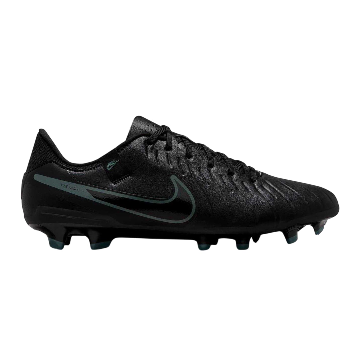 Black-Green - Front - Nike Unisex Adult Tiempo Legend 10 Leather Firm Ground Football Boots