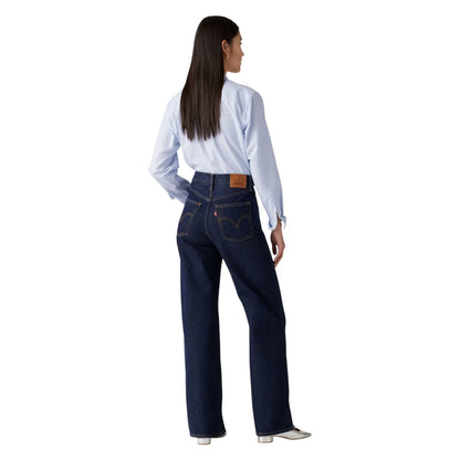 Shaded Blue - Back - Levis Womens-Ladies Cotton Blend Wide Leg Jeans