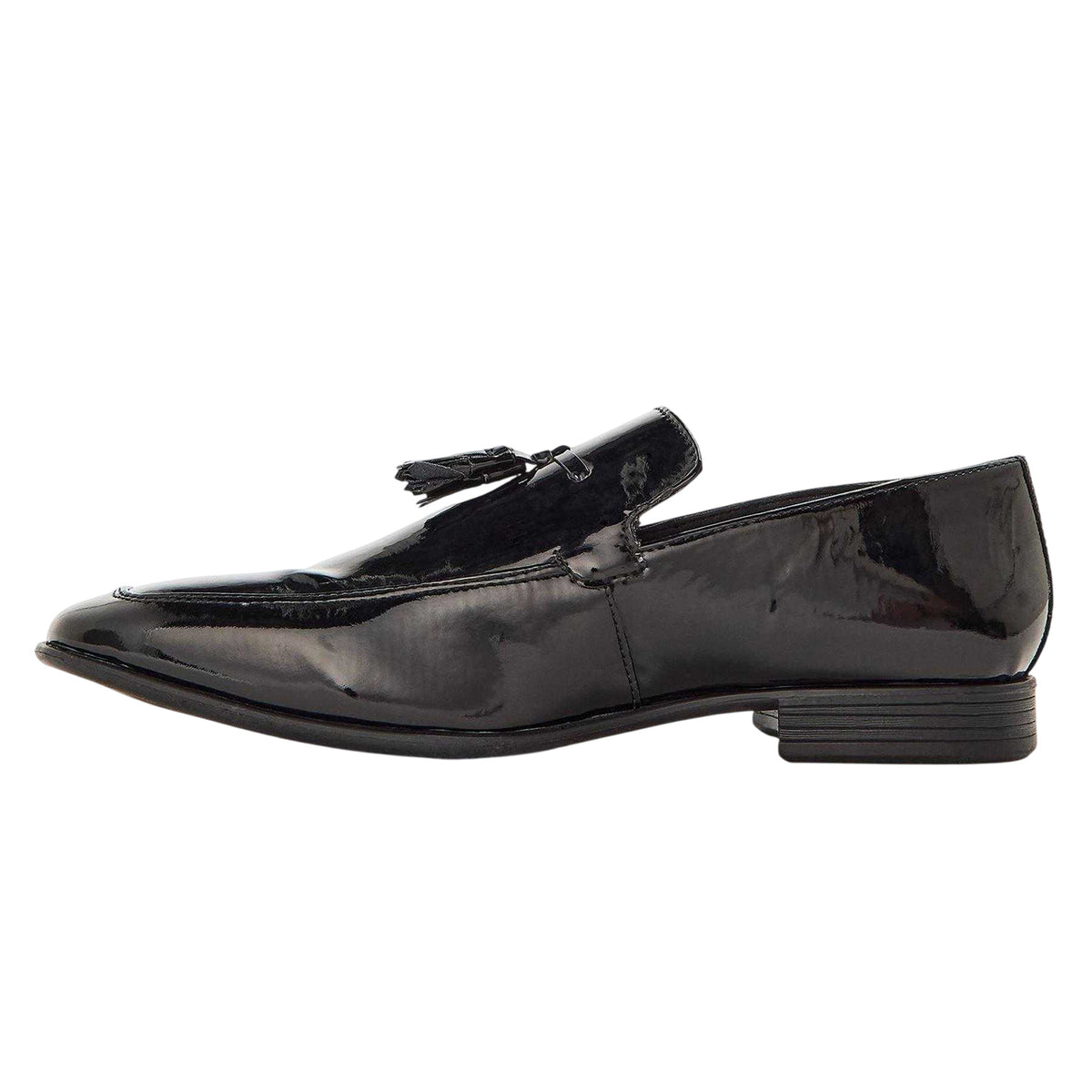 Black - Back - Lambretta Mens Leather Tassel Formal Loafers