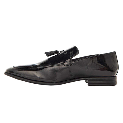 Black - Back - Lambretta Mens Leather Tassel Formal Loafers