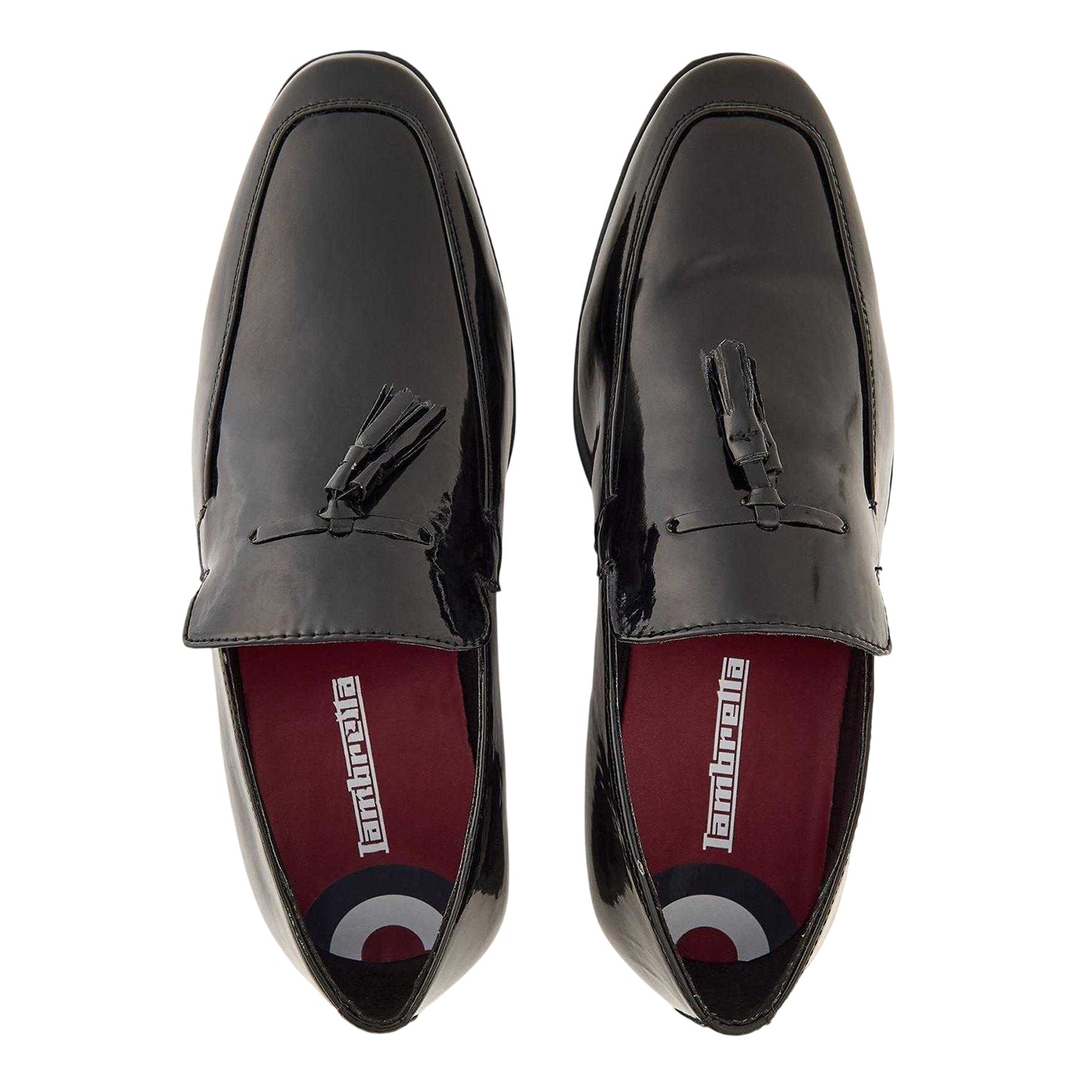 Black - Side - Lambretta Mens Leather Tassel Formal Loafers