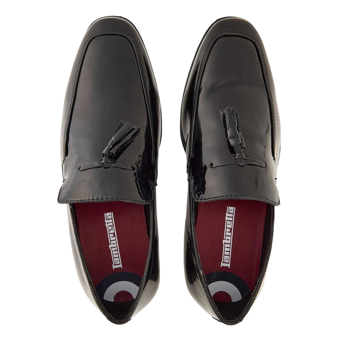 Black - Side - Lambretta Mens Leather Tassel Formal Loafers