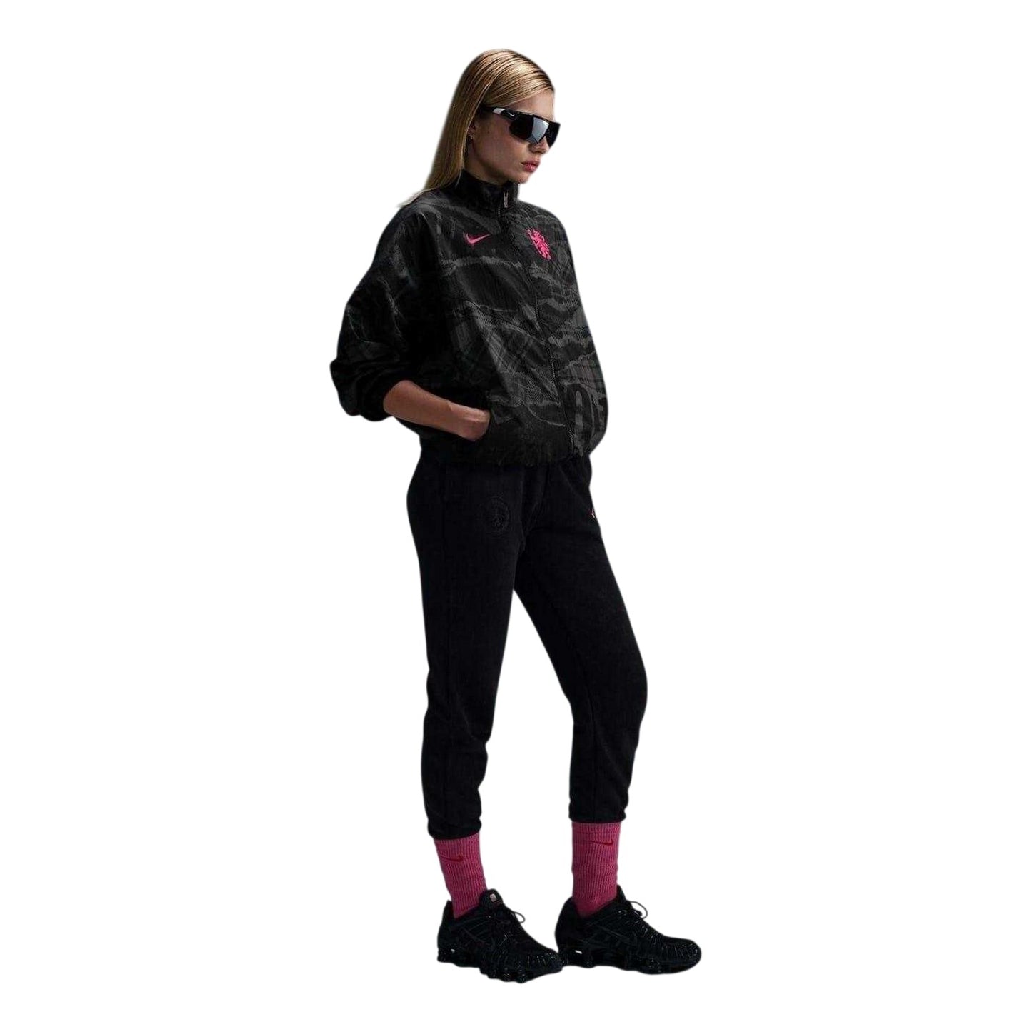 Black-Pink - Lifestyle - Nike Womens-Ladies Print Oversized Windrunner Jacket