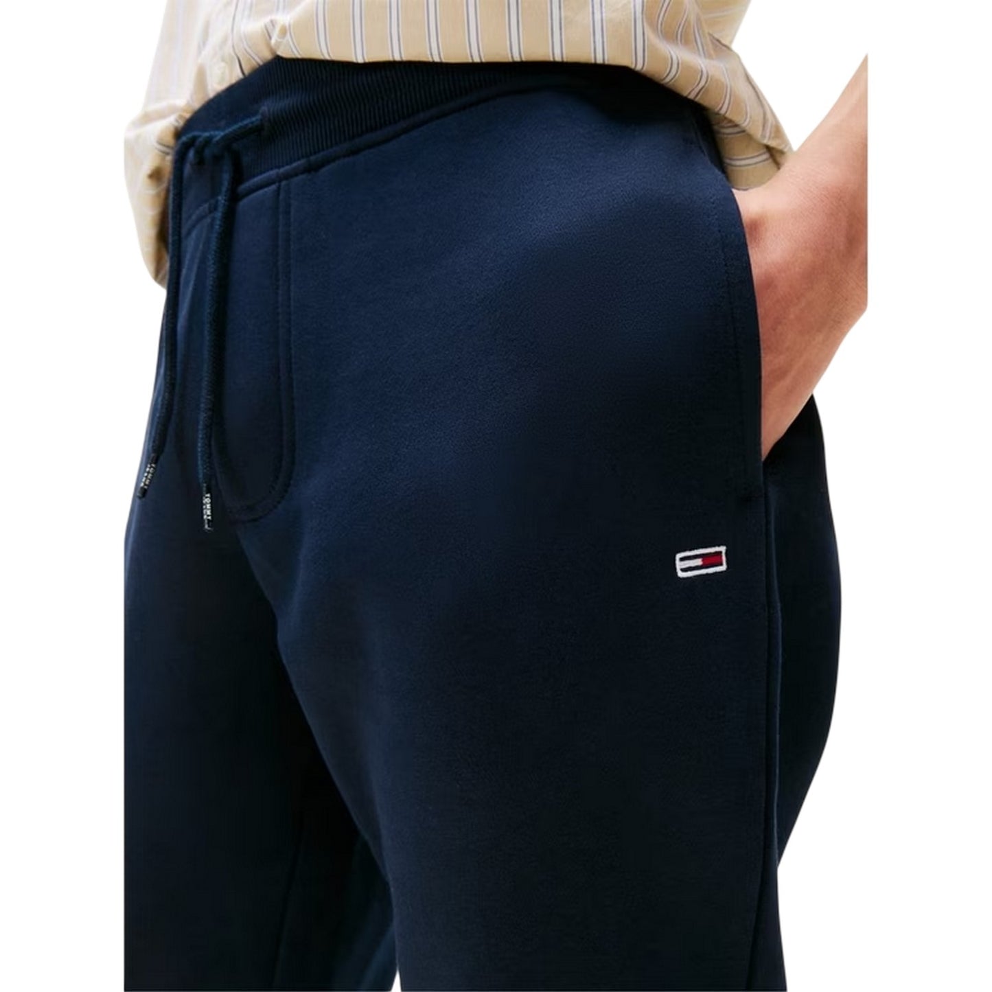 Dark Navy - Side - Tommy Jeans Mens Cotton Flag Joggers