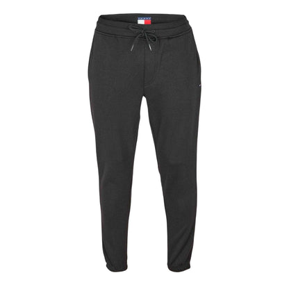 Black - Front - Tommy Jeans Mens Cotton Flag Joggers