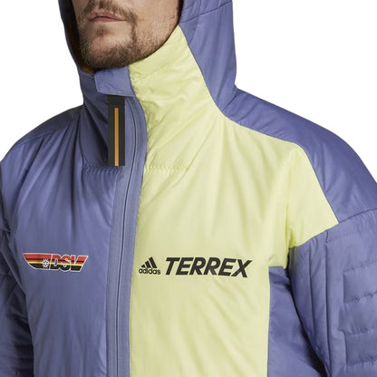 Violet-Yellow - Side - Adidas Mens Terrex Myshelter Insulated Hooded Jacket