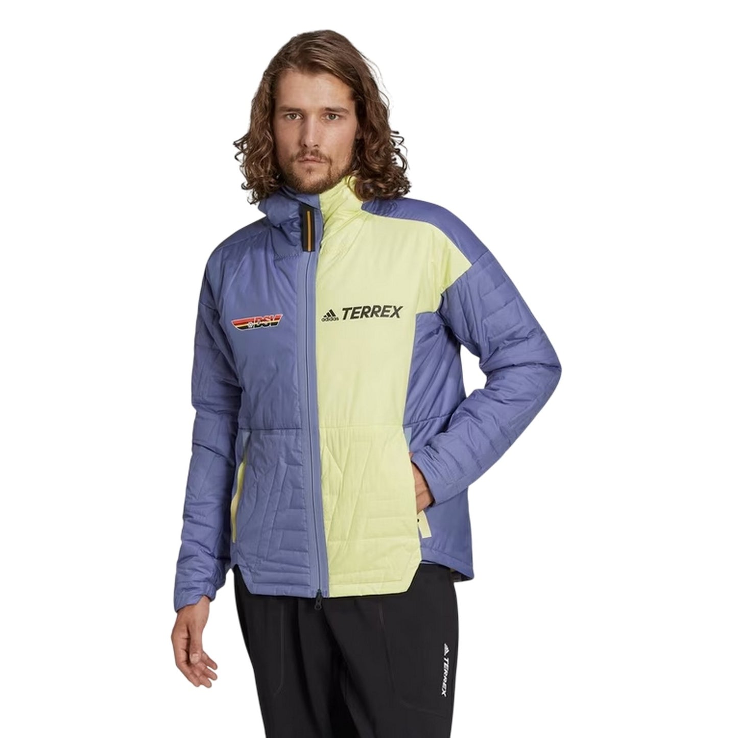Violet-Yellow - Pack Shot - Adidas Mens Terrex Myshelter Insulated Hooded Jacket
