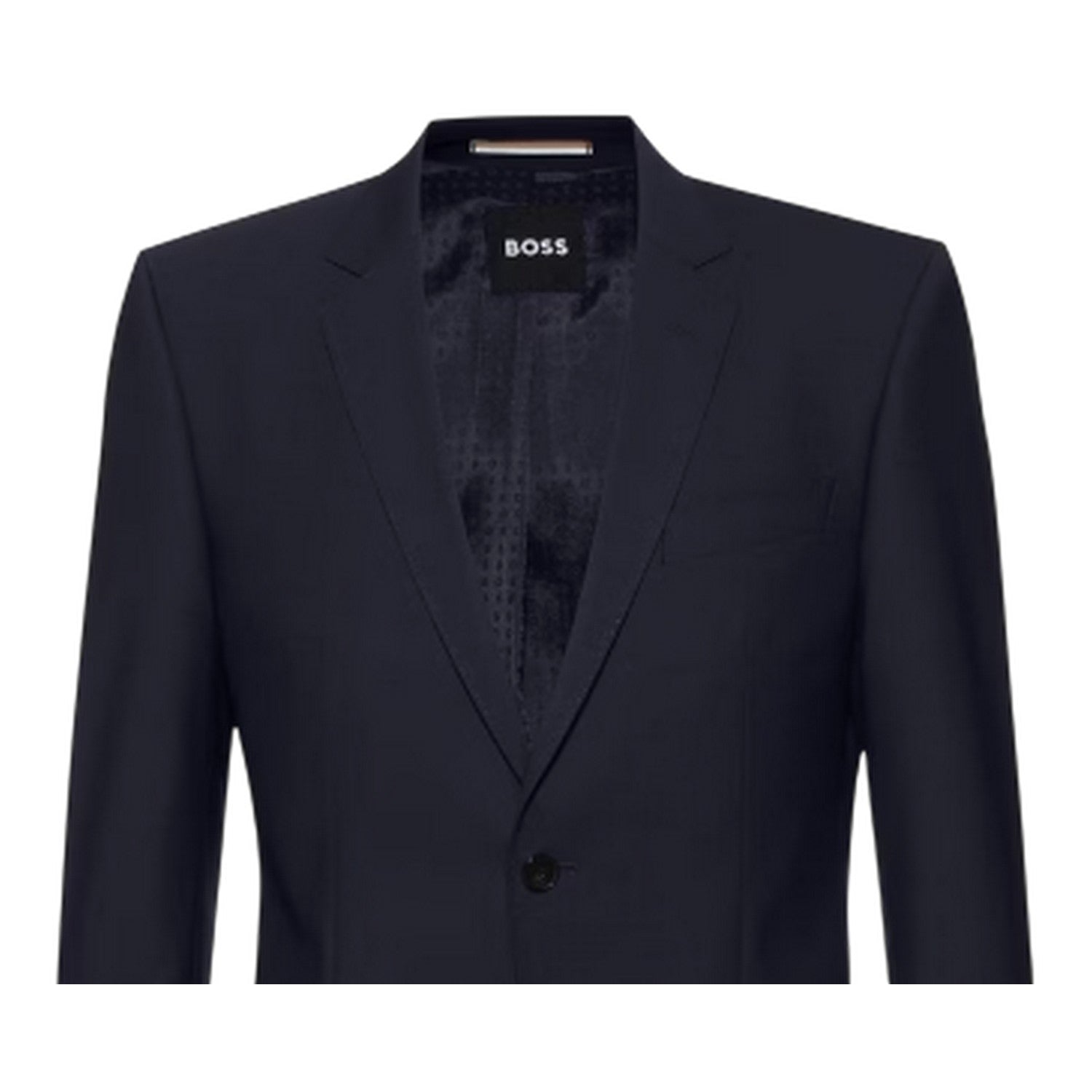 Dark Blue - Side - Boss Mens Flap Pocket Suit Jacket