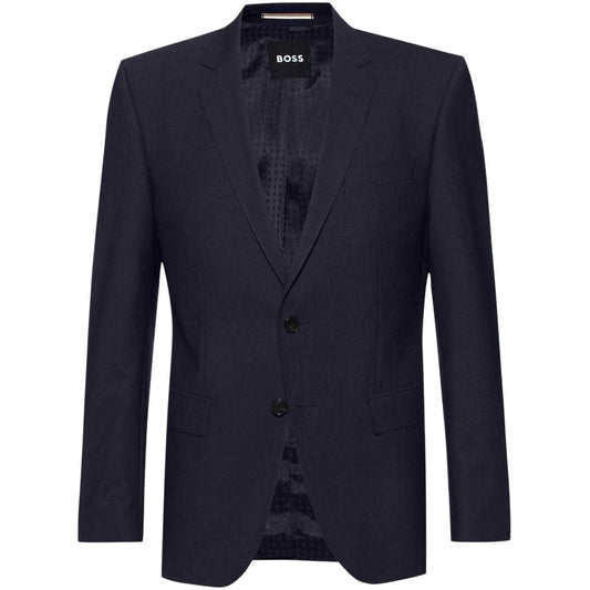 Dark Blue - Front - Boss Mens Flap Pocket Suit Jacket