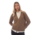 Brown - Front - Lacoste Womens-Ladies V Neck Relaxed Fit Cardigan
