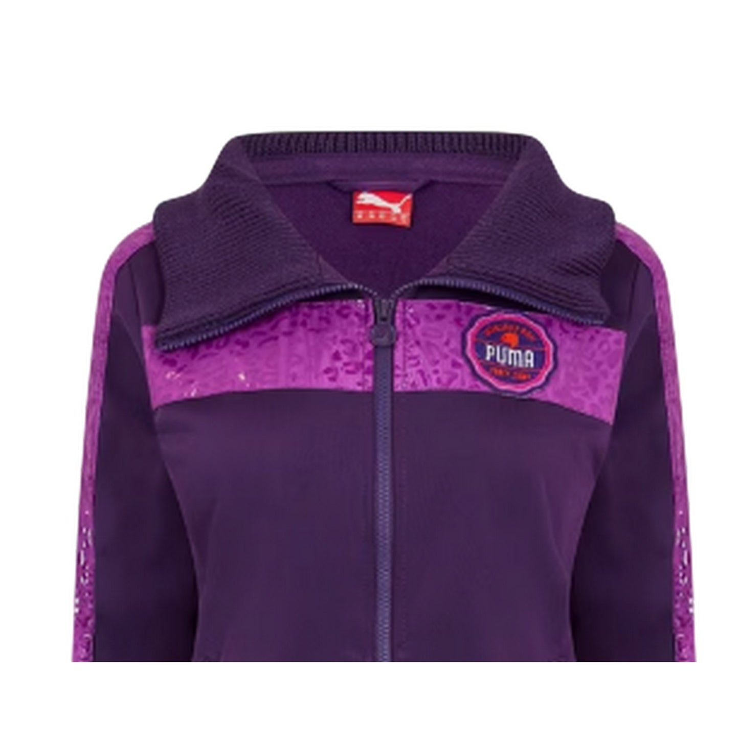 Purple - Side - Puma Womens-Ladies Animal Print Track Jacket