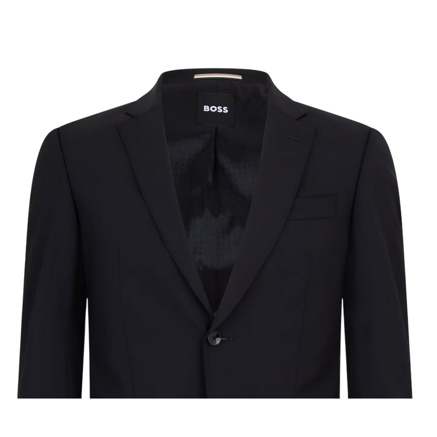 Black - Side - Boss Mens Lapel Collar Regular Formal Suit Jacket