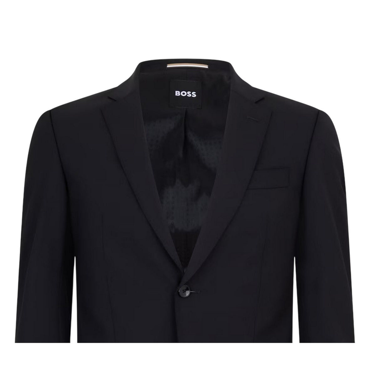 Black - Side - Boss Mens Lapel Collar Regular Formal Suit Jacket