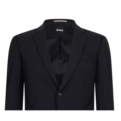 Black - Side - Boss Mens Lapel Collar Regular Formal Suit Jacket