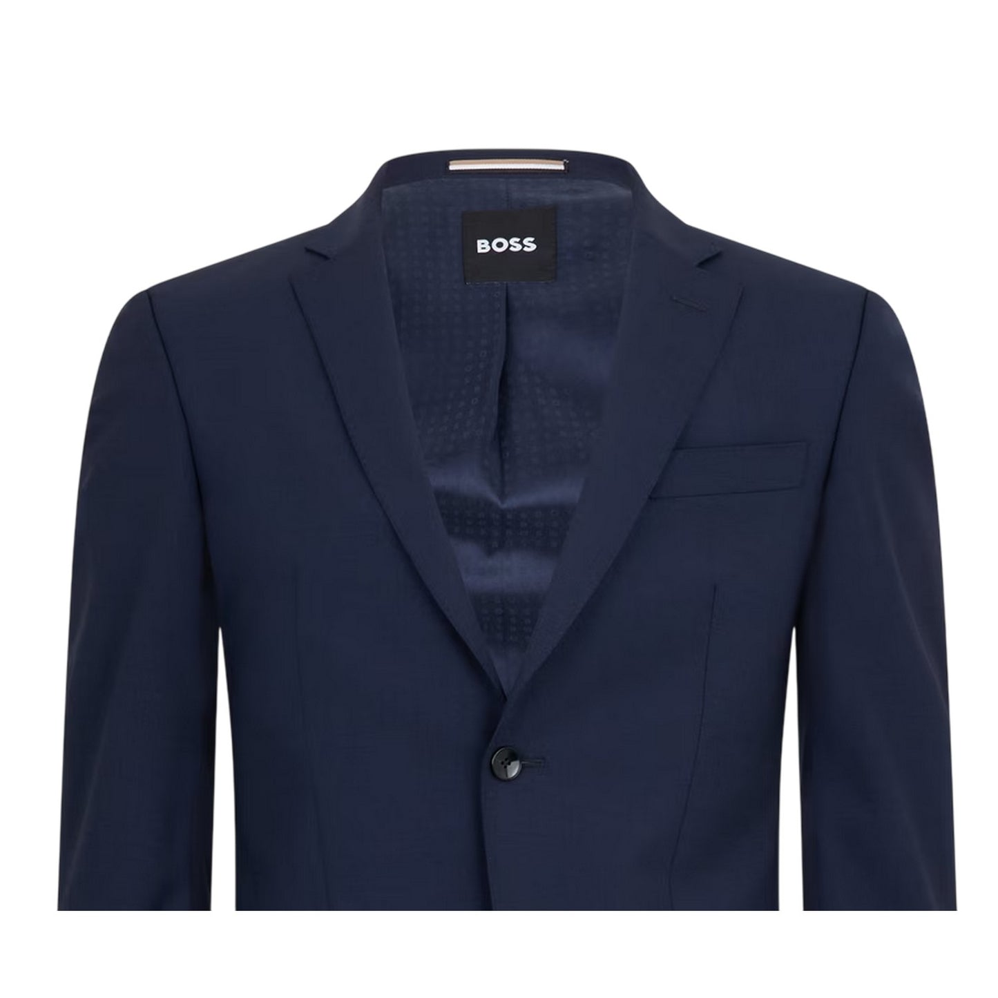 Blue - Side - Boss Mens Lapel Collar Regular Formal Suit Jacket
