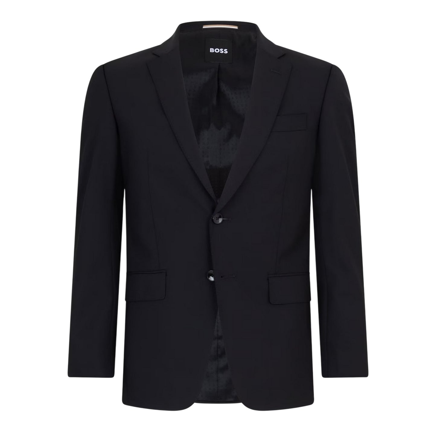 Black - Front - Boss Mens Lapel Collar Regular Formal Suit Jacket