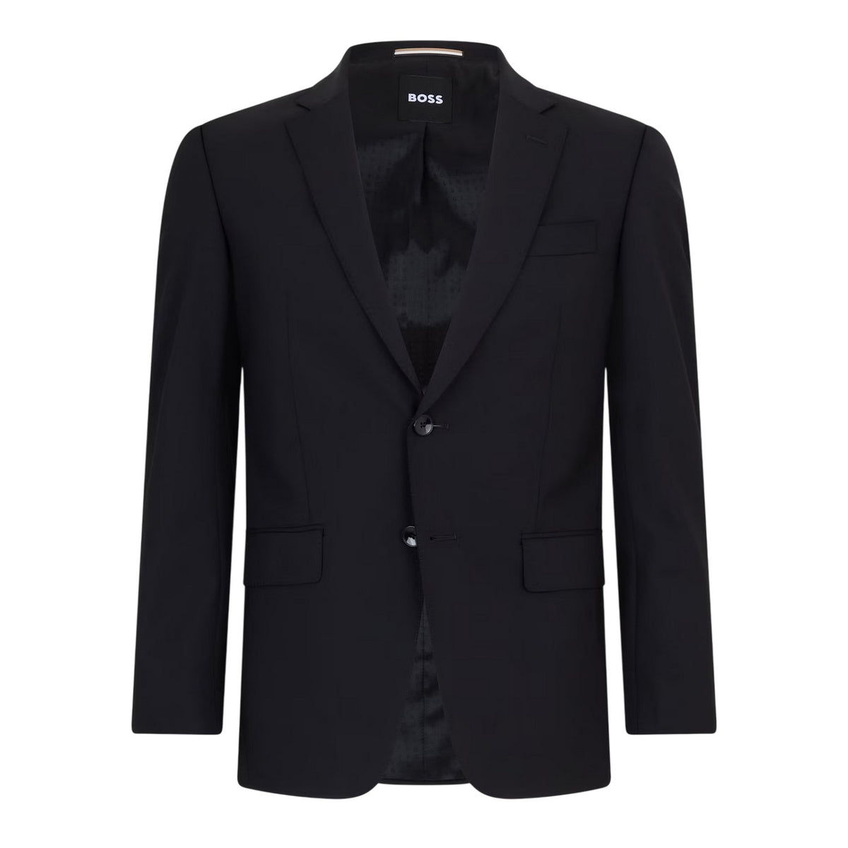 Black - Front - Boss Mens Lapel Collar Regular Formal Suit Jacket
