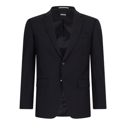 Black - Front - Boss Mens Lapel Collar Regular Formal Suit Jacket