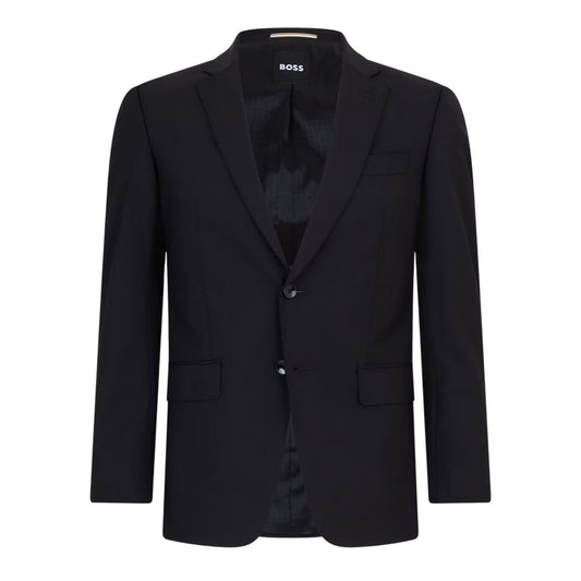 Black - Front - Boss Mens Lapel Collar Regular Formal Suit Jacket