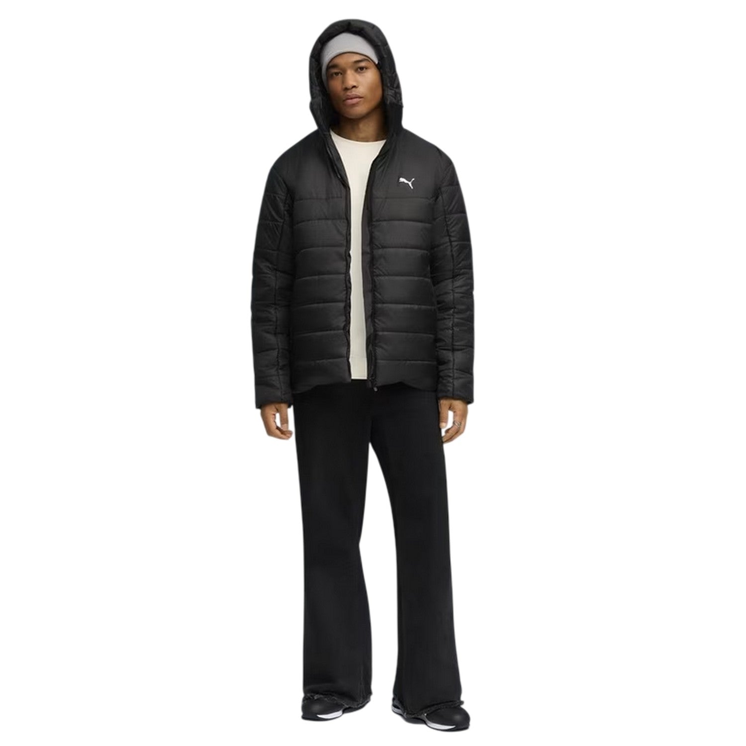 Puma Black - Pack Shot - Puma Mens Essentials Insulated Hooded Jacket