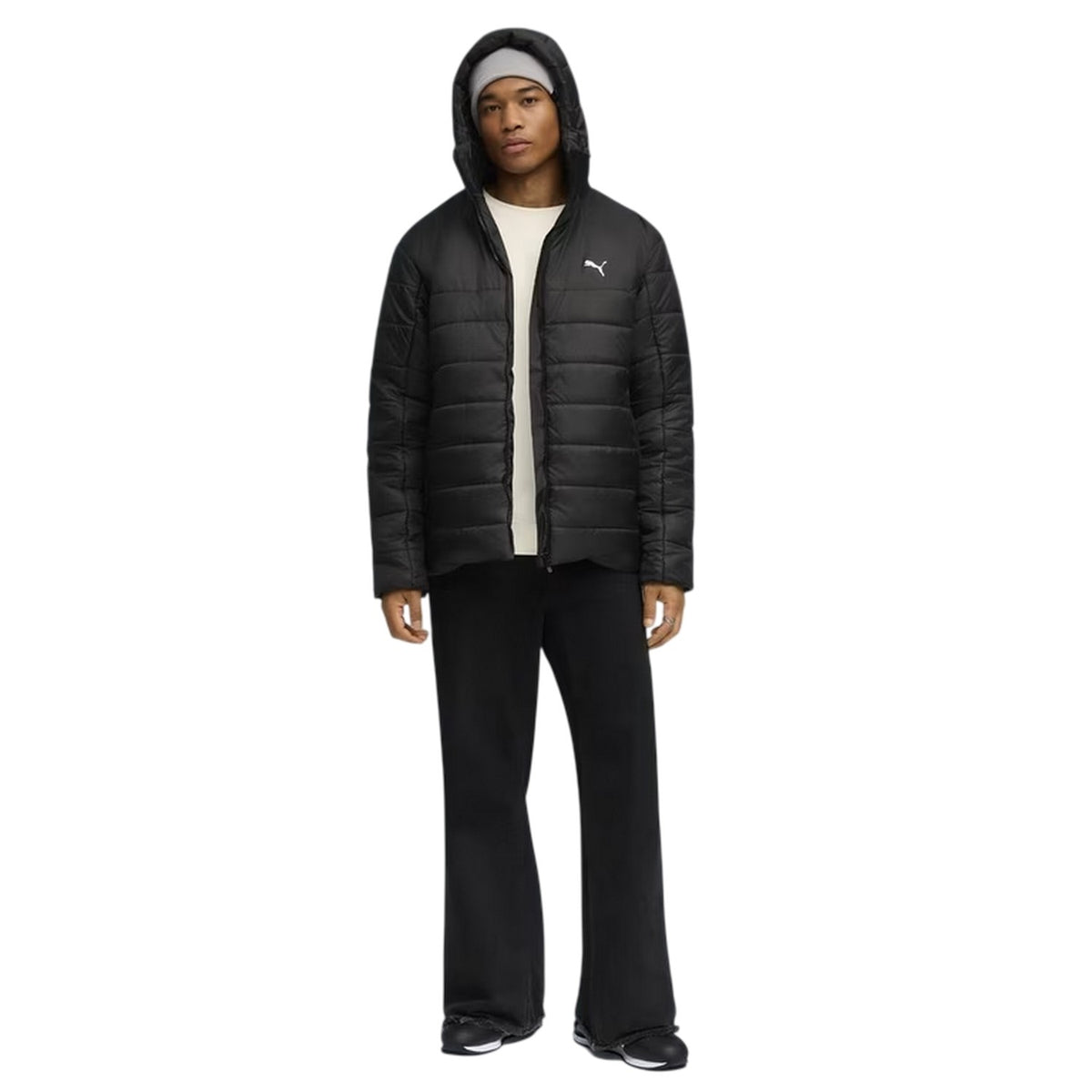 Puma Black - Pack Shot - Puma Mens Essentials Insulated Hooded Jacket