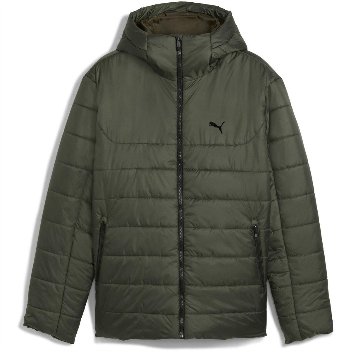Dark Olive - Front - Puma Mens Essentials Insulated Hooded Jacket