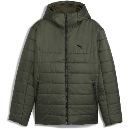 Dark Olive - Front - Puma Mens Essentials Insulated Hooded Jacket