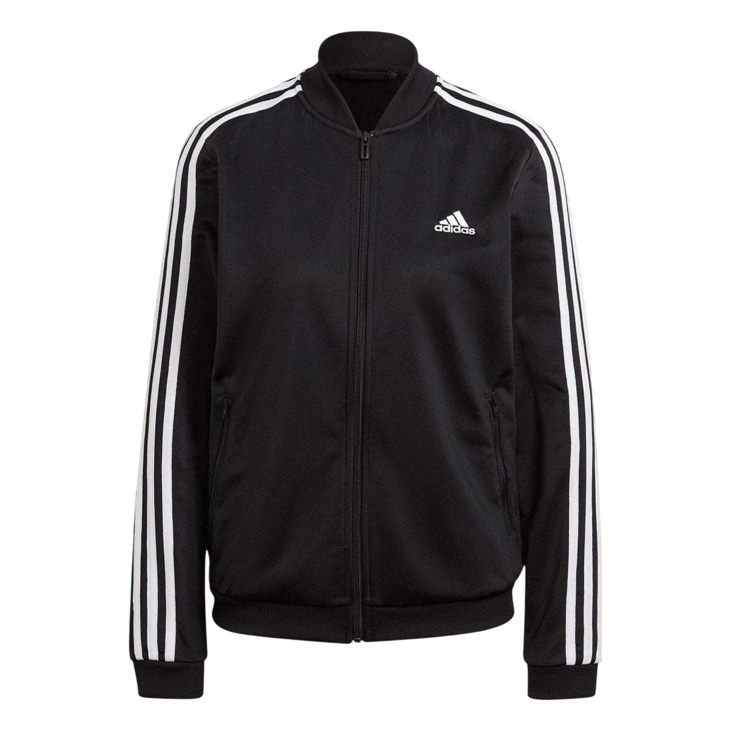 Black-White Melange - Back - Adidas Womens-Ladies 3 Stripes Tracksuit