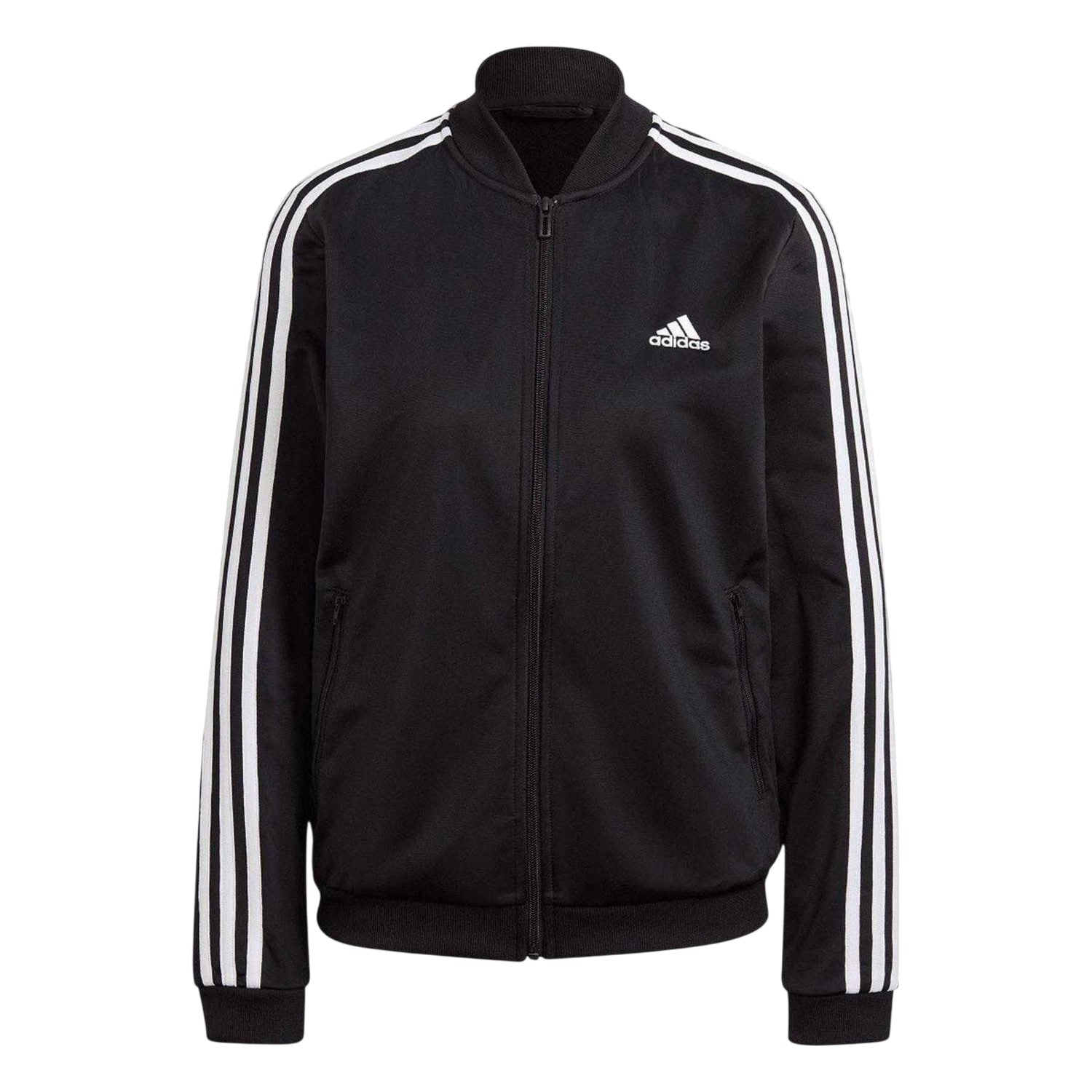 Black-White Melange - Back - Adidas Womens-Ladies 3 Stripes Tracksuit
